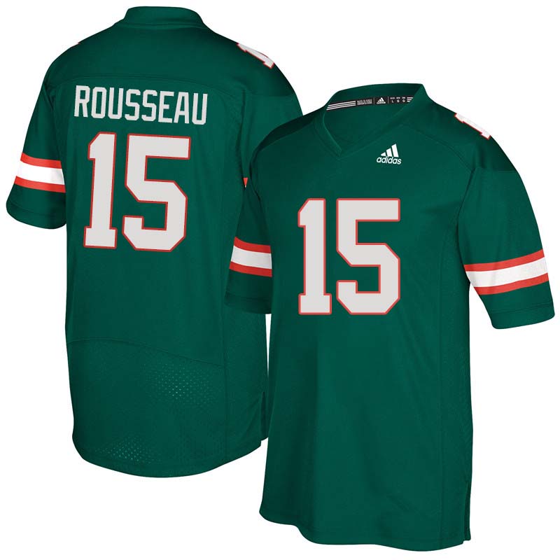 Adidas Miami Hurricanes #15 Gregory Rousseau College Football Jerseys Sale-Green